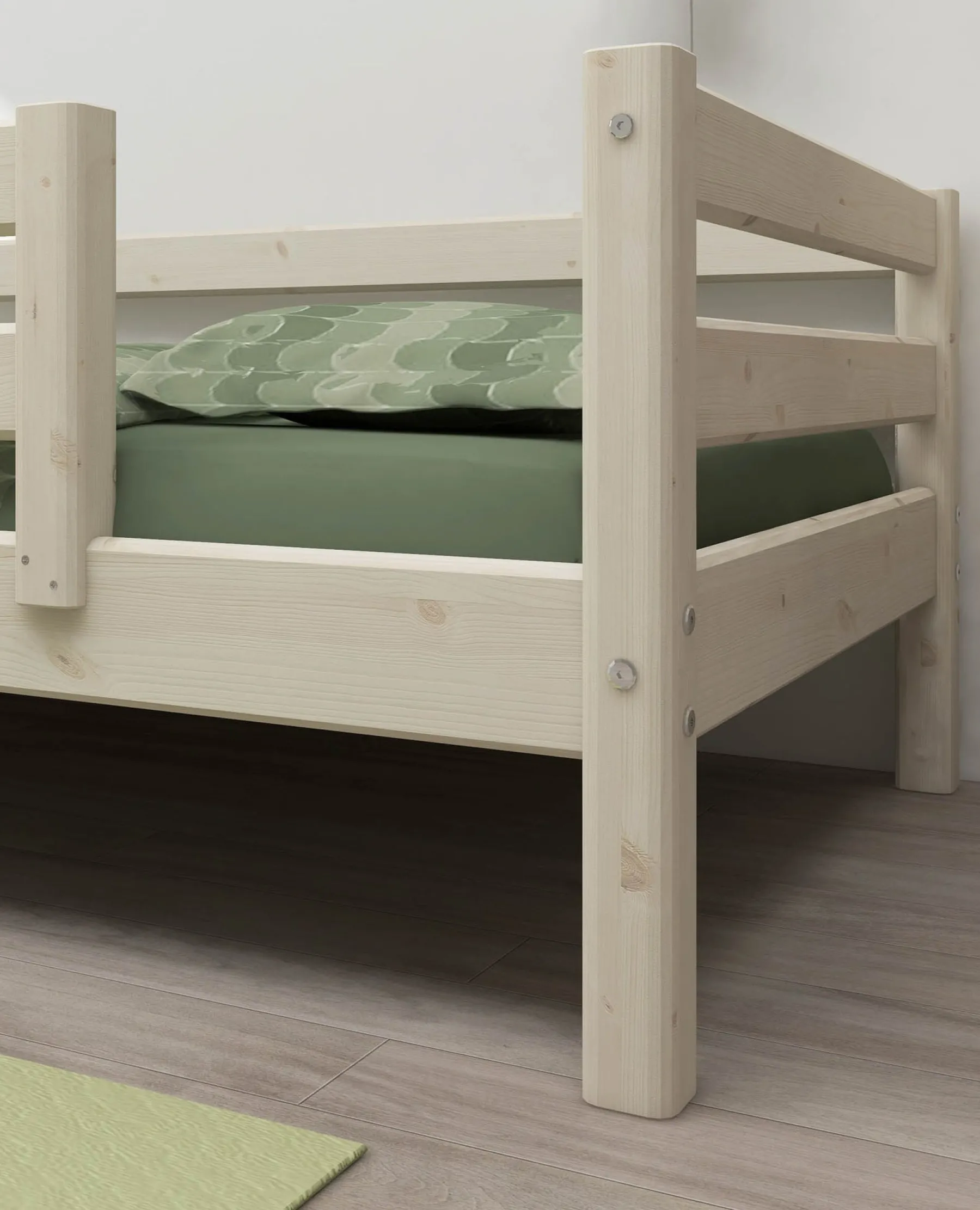FLEXA Einzelbett mit Absturzsicherung Whitewashedpine Best Sale