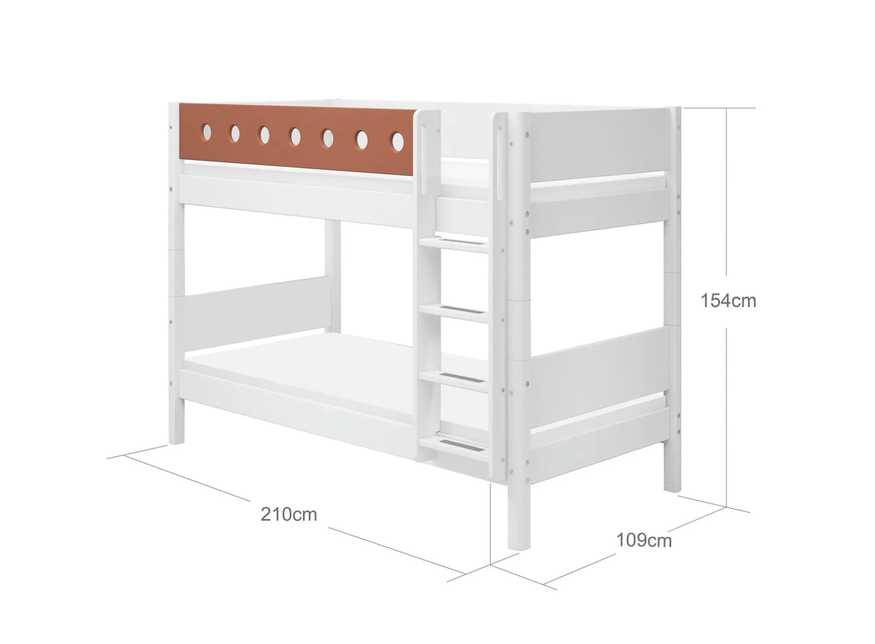FLEXA Etagenbett mit senkrechter Leiter White/blush New