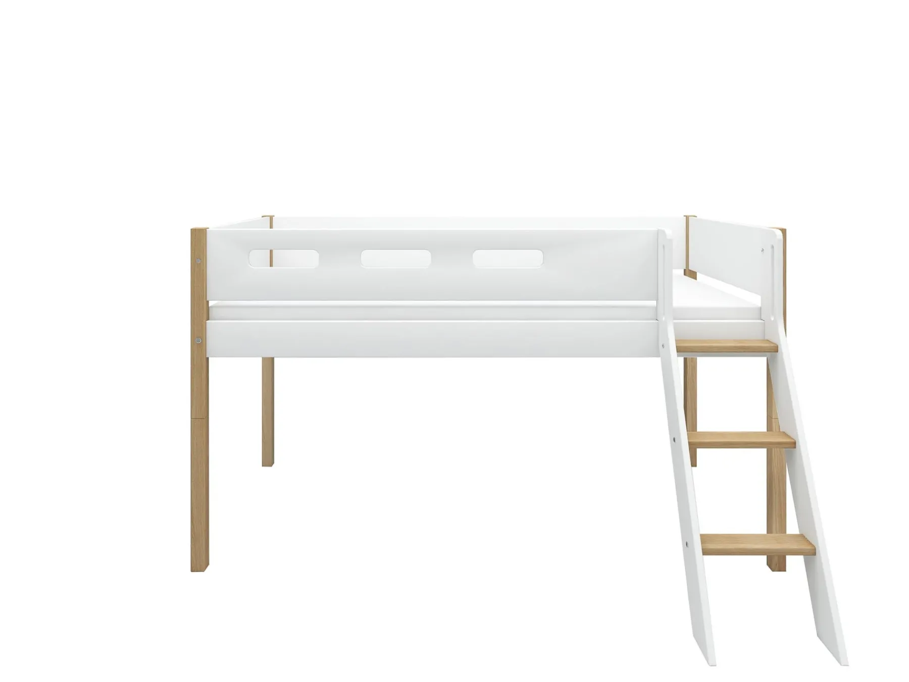 FLEXA Halbhohes Bett mit Schrägleiter White/oak Cheap