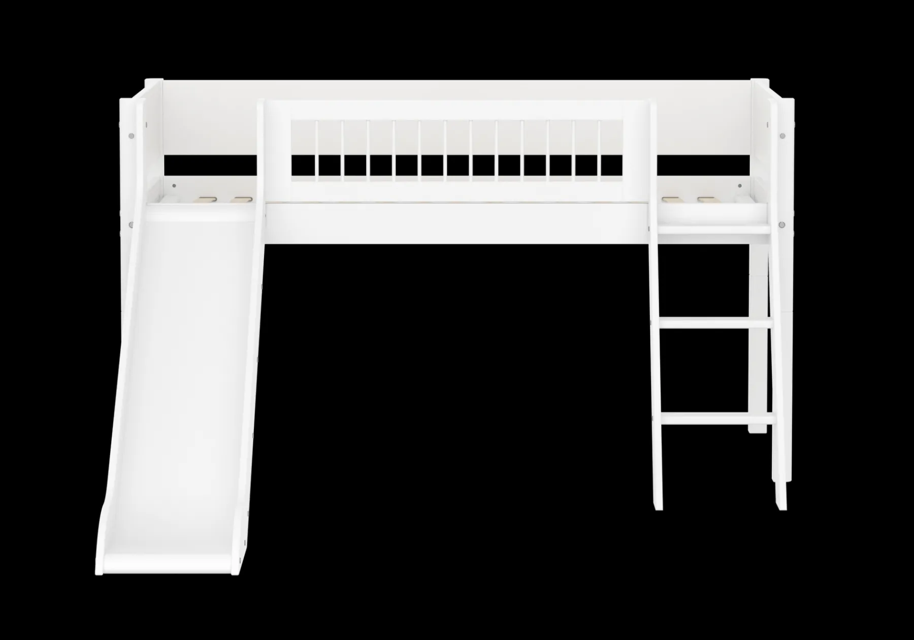FLEXA Halbhohes Bett mit Schrägleiter und Rutsche White New