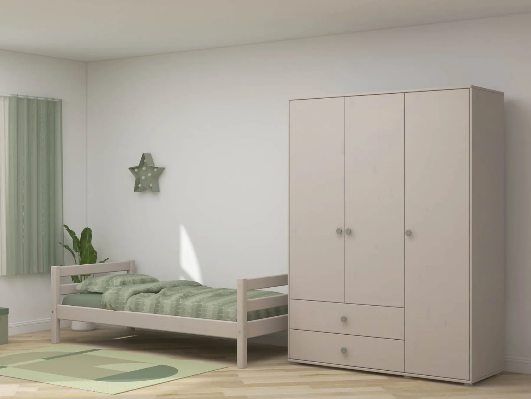 FLEXA Kleiderschrank Naturalgreen/greywashedpine Discount