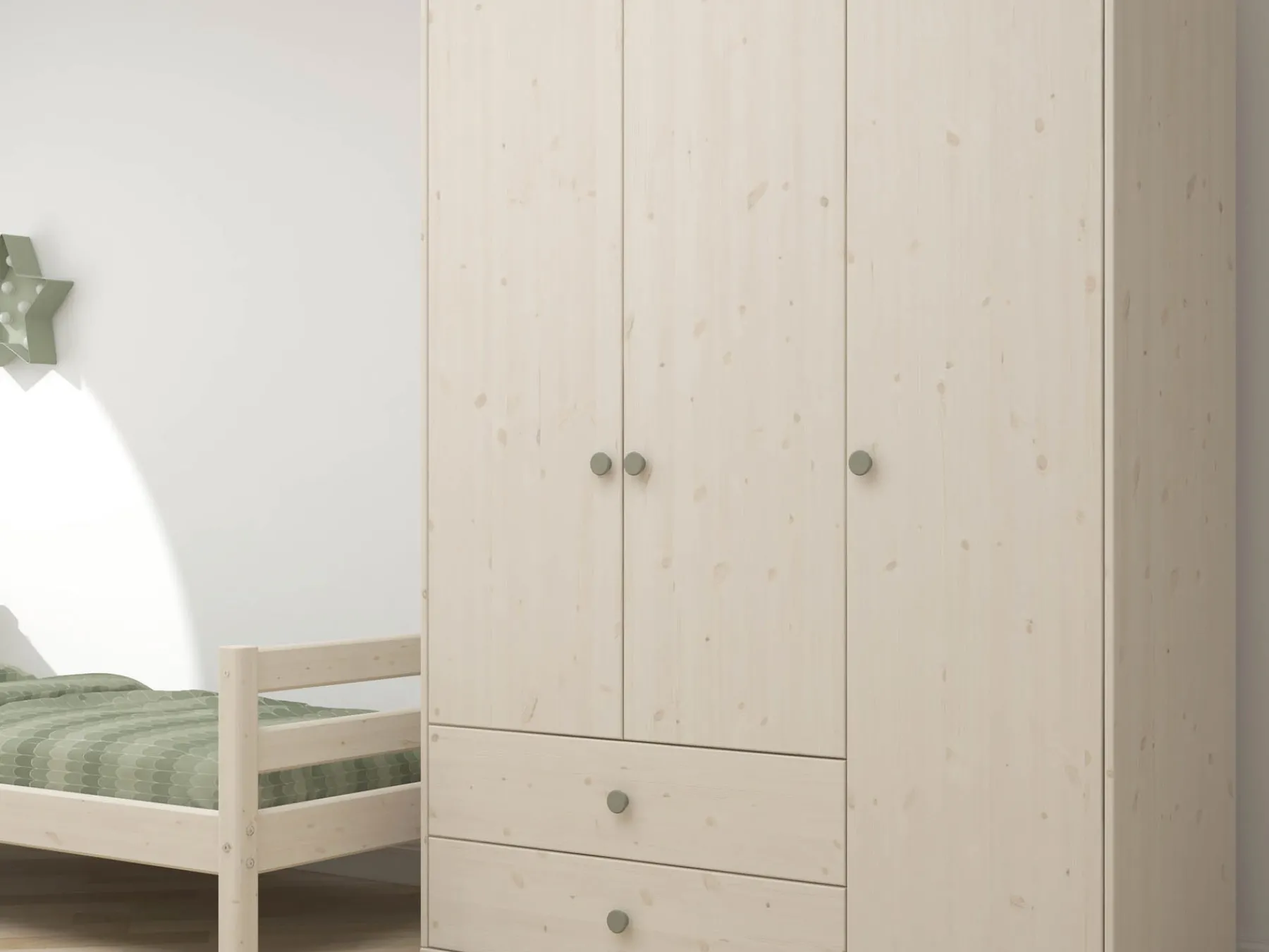 FLEXA Kleiderschrank Naturalgreen/whitewashedpine Online