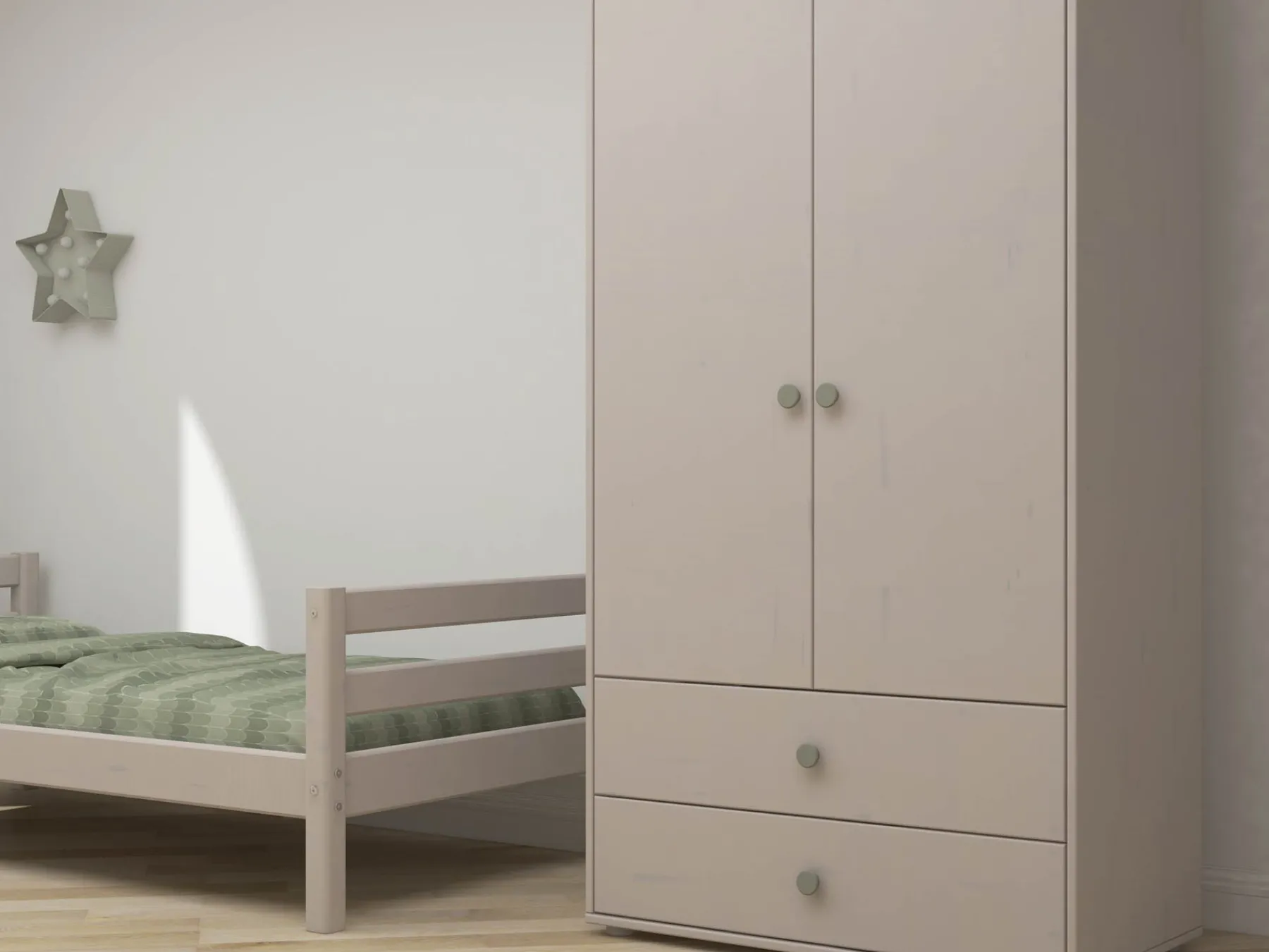 FLEXA Kleiderschrank Naturalgreen/greywashedpine Outlet