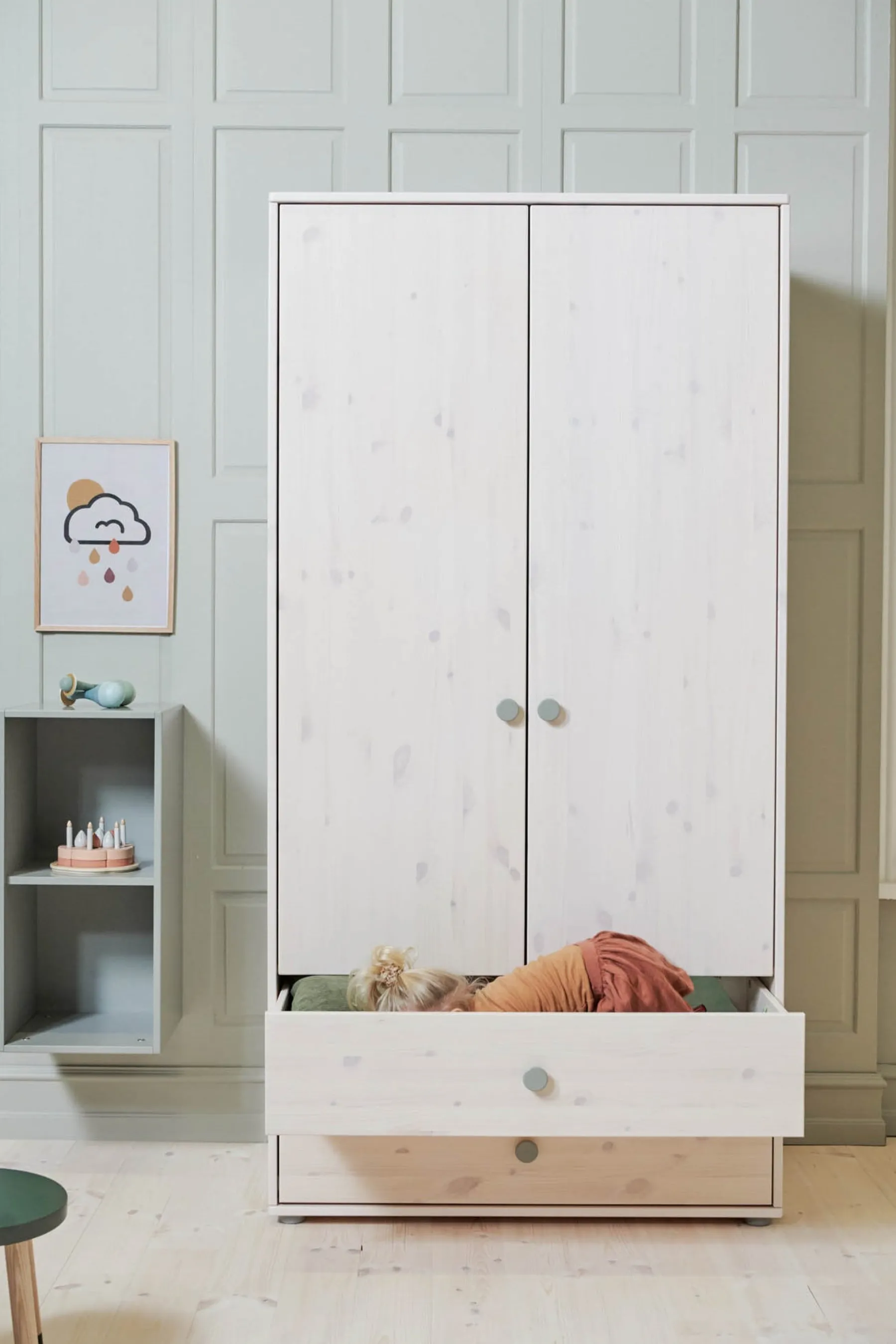 FLEXA Kleiderschrank Naturalgreen/whitewashedpine Shop