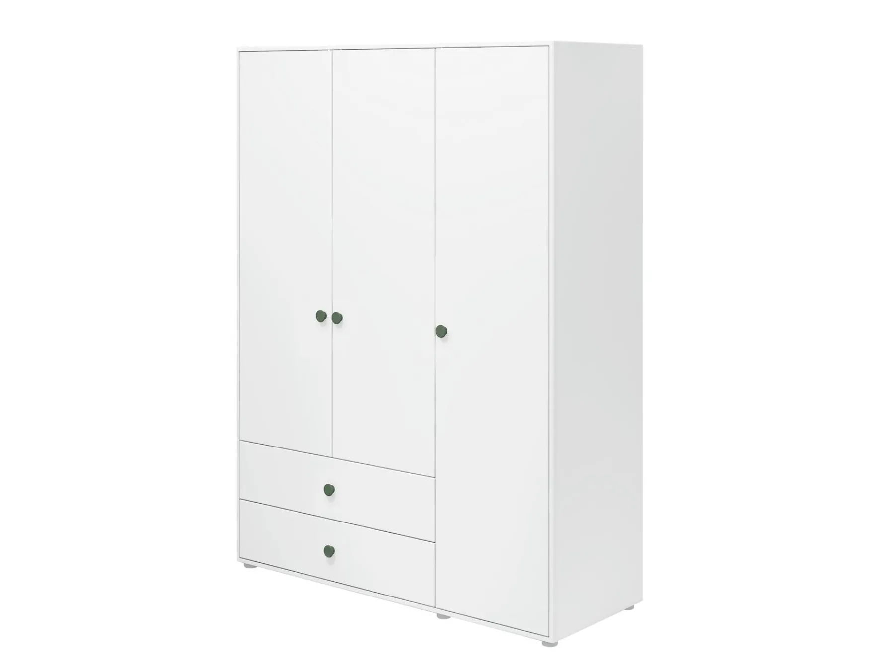 FLEXA Kleiderschrank, 3 Türen + 2 Schubladen White/deepgreen Sale