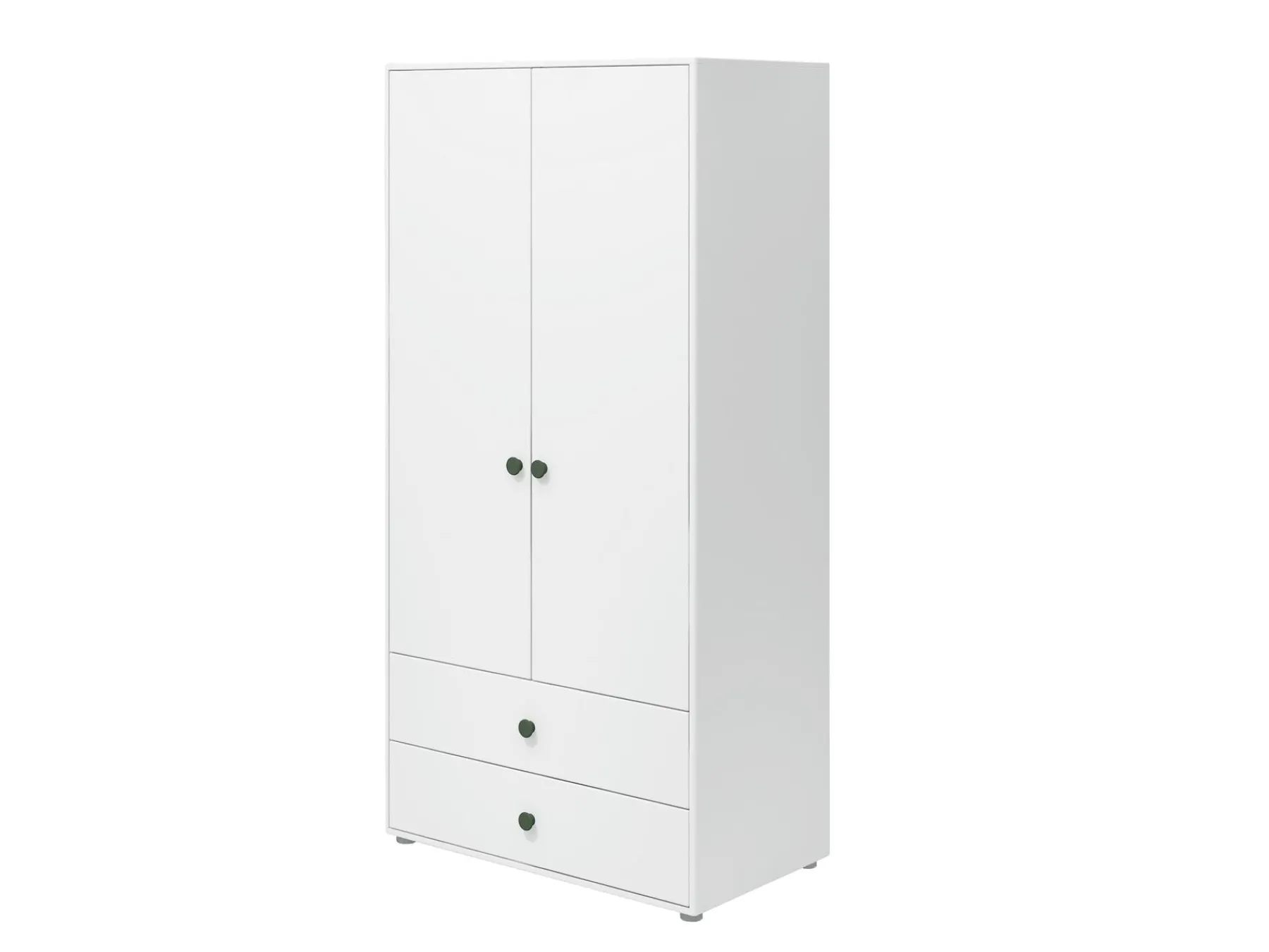 FLEXA Kleiderschrank, 2 Türen + 2 Schubladen White/deepgreen New