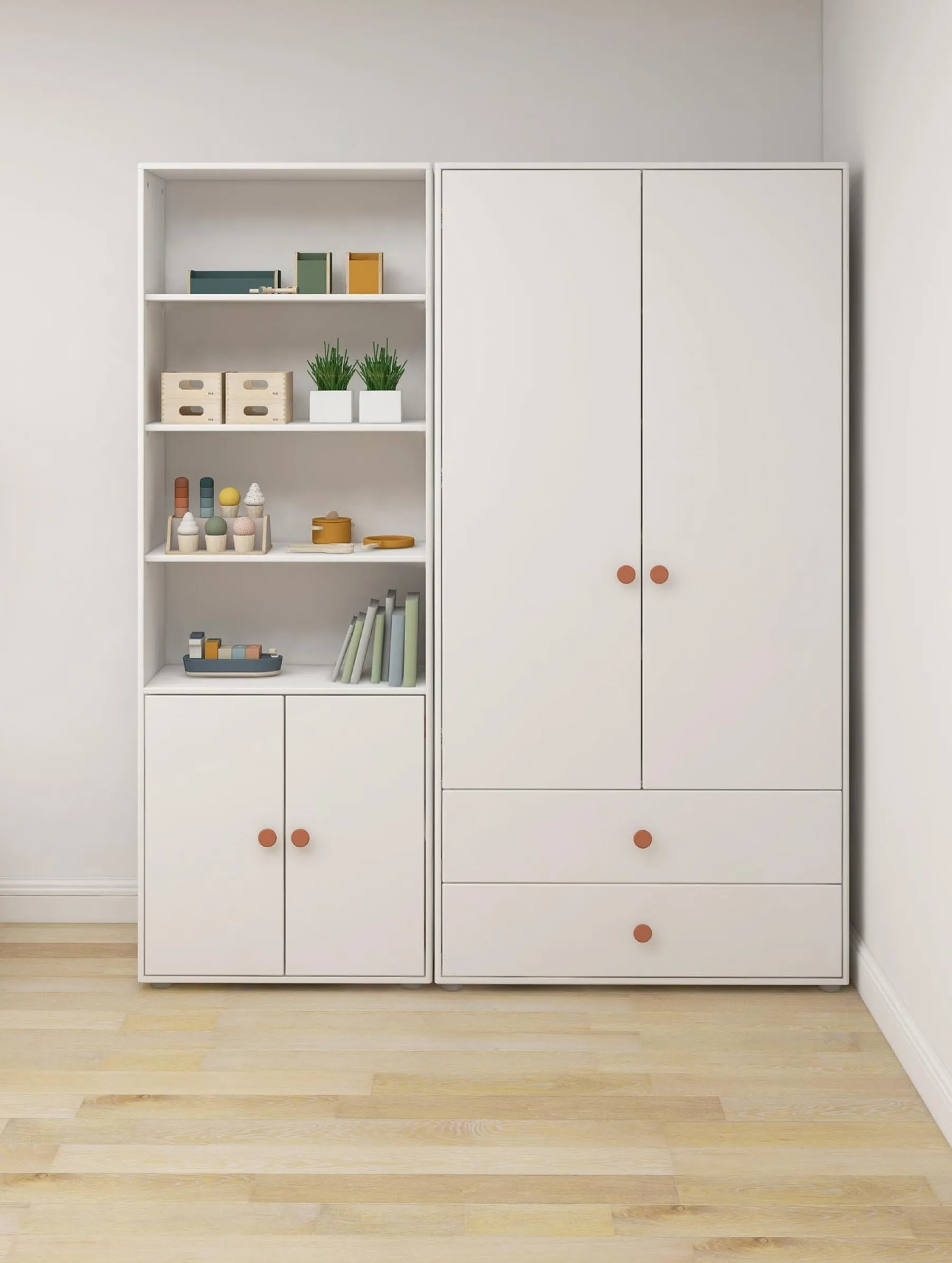 FLEXA Kleiderschrank, 2 Türen + 2 Schubladen White/blush Outlet