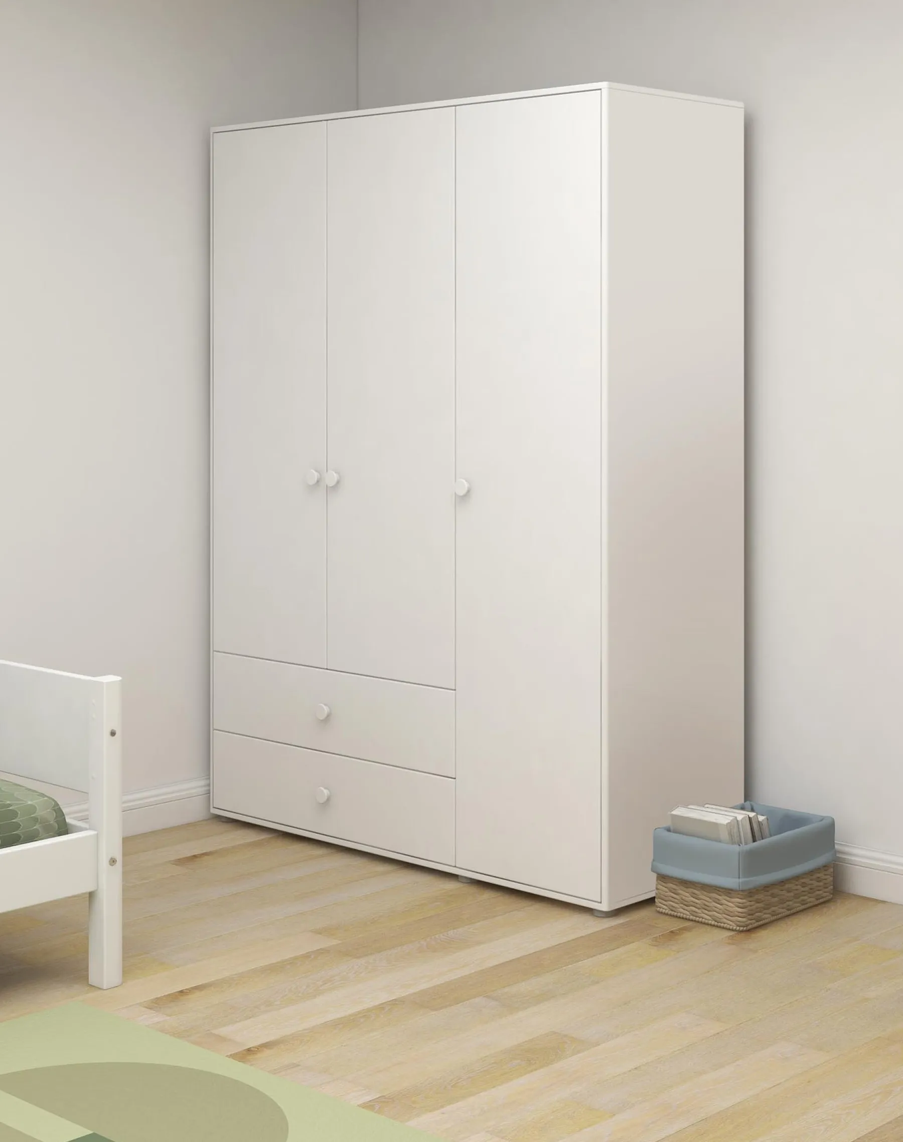 FLEXA Kleiderschrank, 3 Türen + 2 Schubladen White Outlet