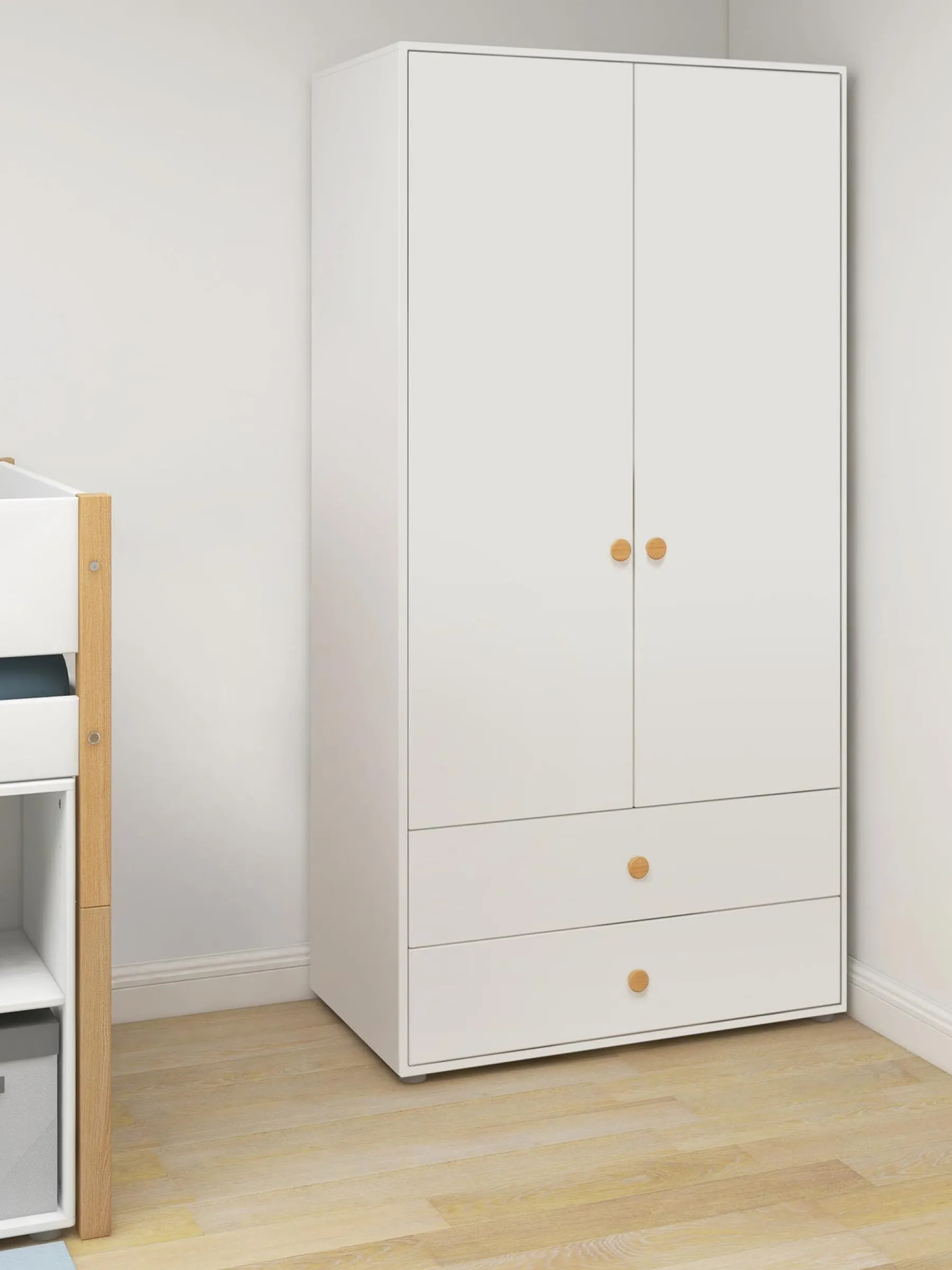 FLEXA Kleiderschrank, 2 Türen + 2 Schubladen White/oak Cheap