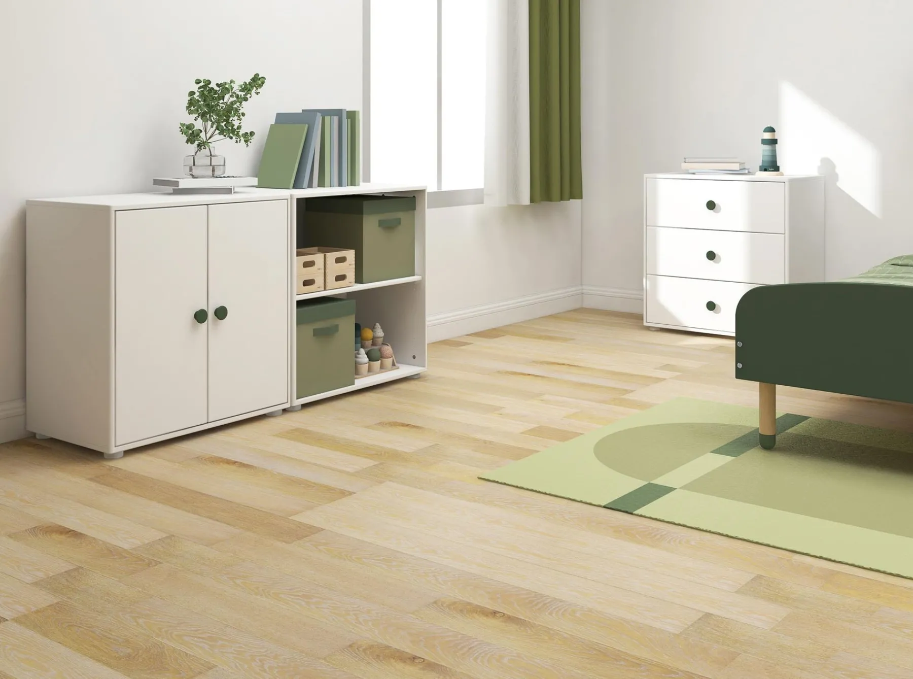 FLEXA Kommode, 3 Schubladen White/deepgreen Clearance