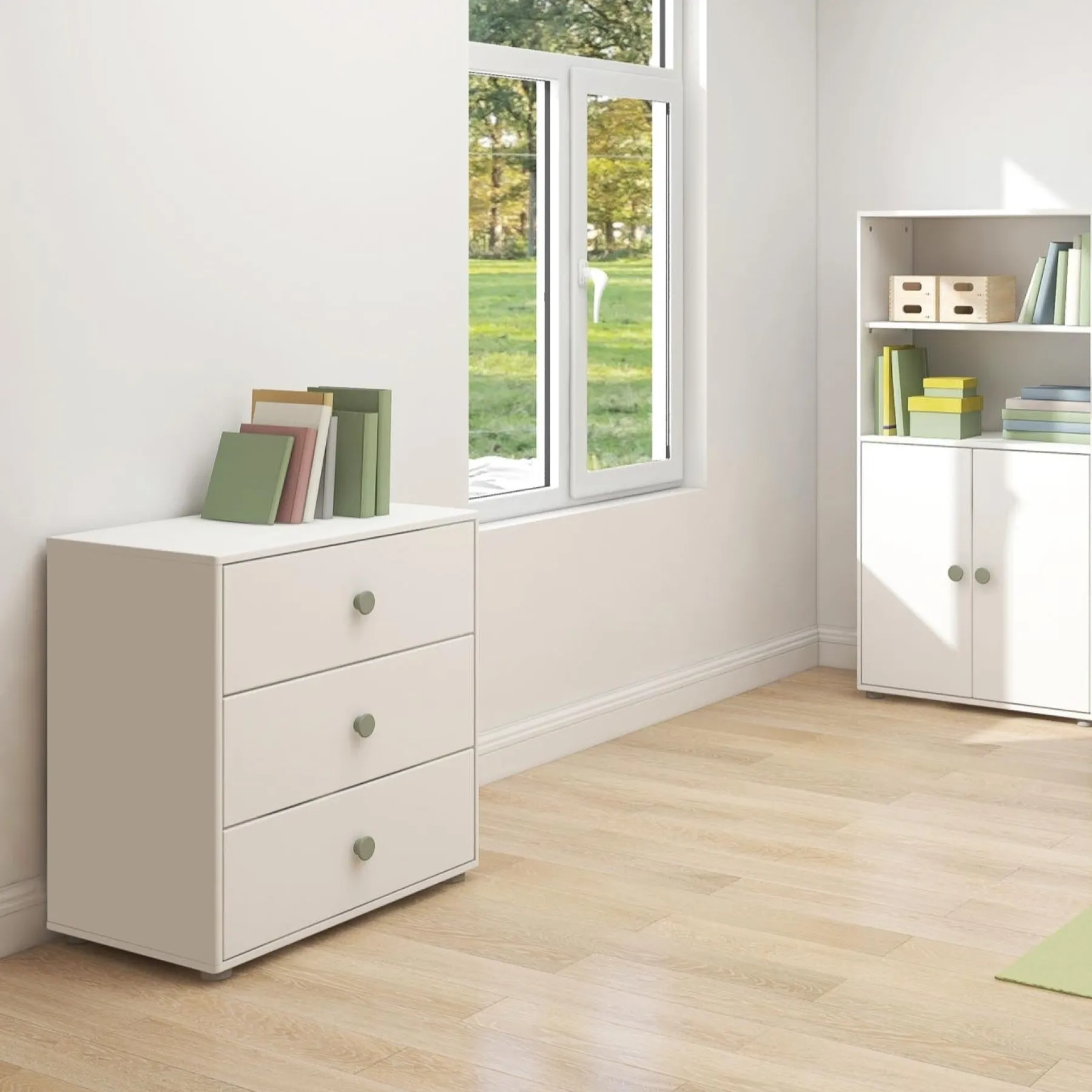 FLEXA Kommode, 3 Schubladen White/naturalgreen Outlet