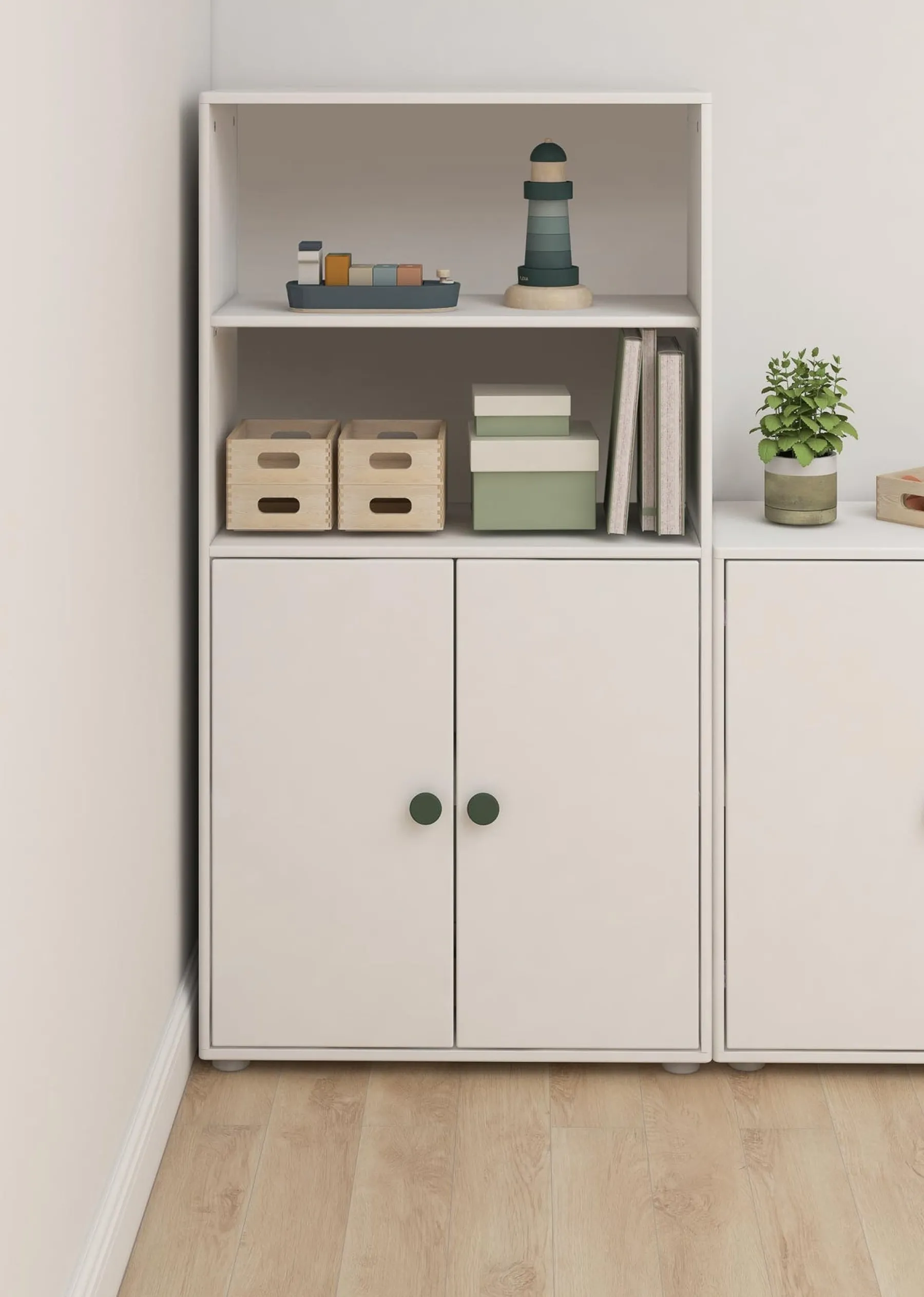 FLEXA Midi Bücherregal, 2 Türen White/deepgreen Best
