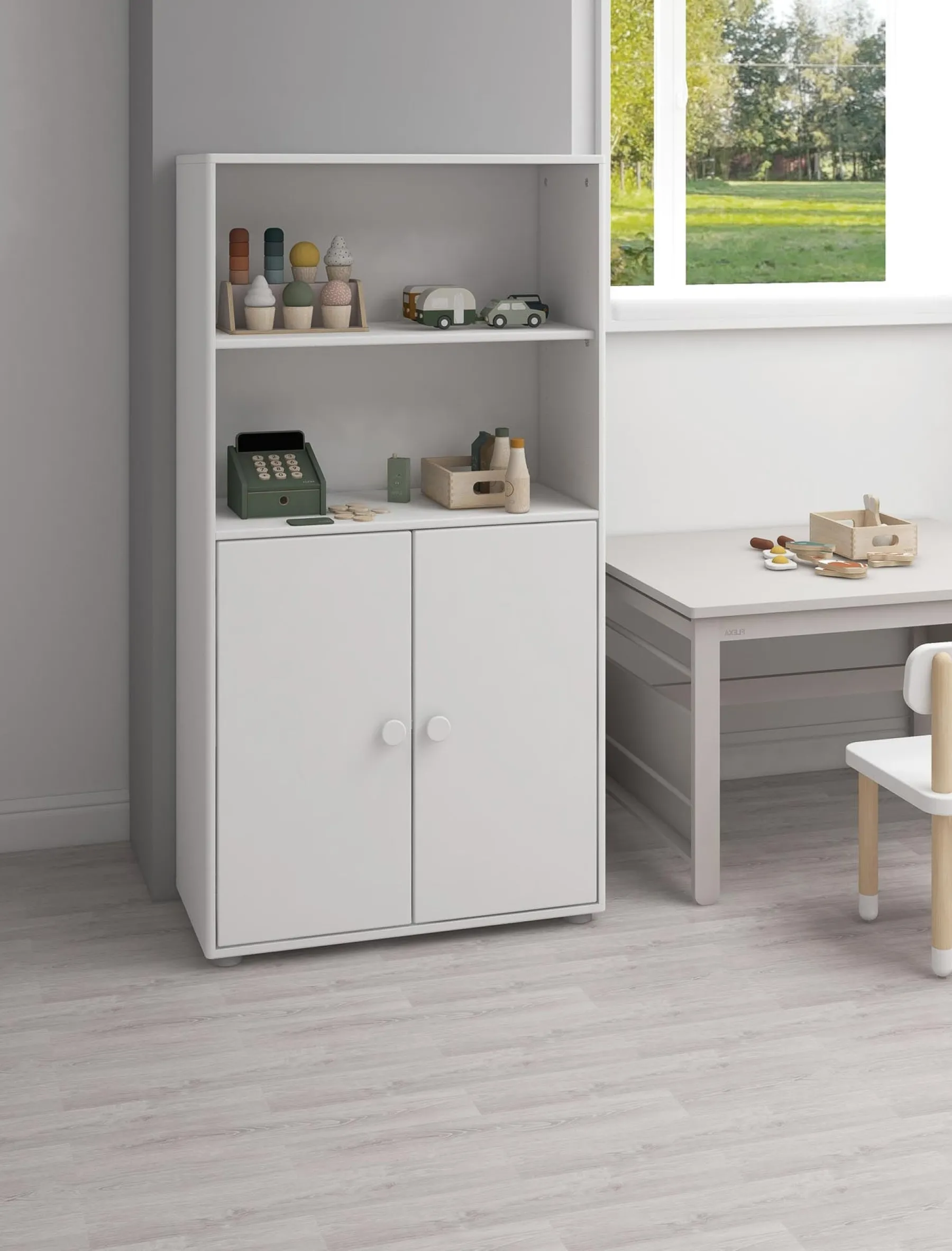FLEXA Midi Bücherregal, 2 Türen White Store