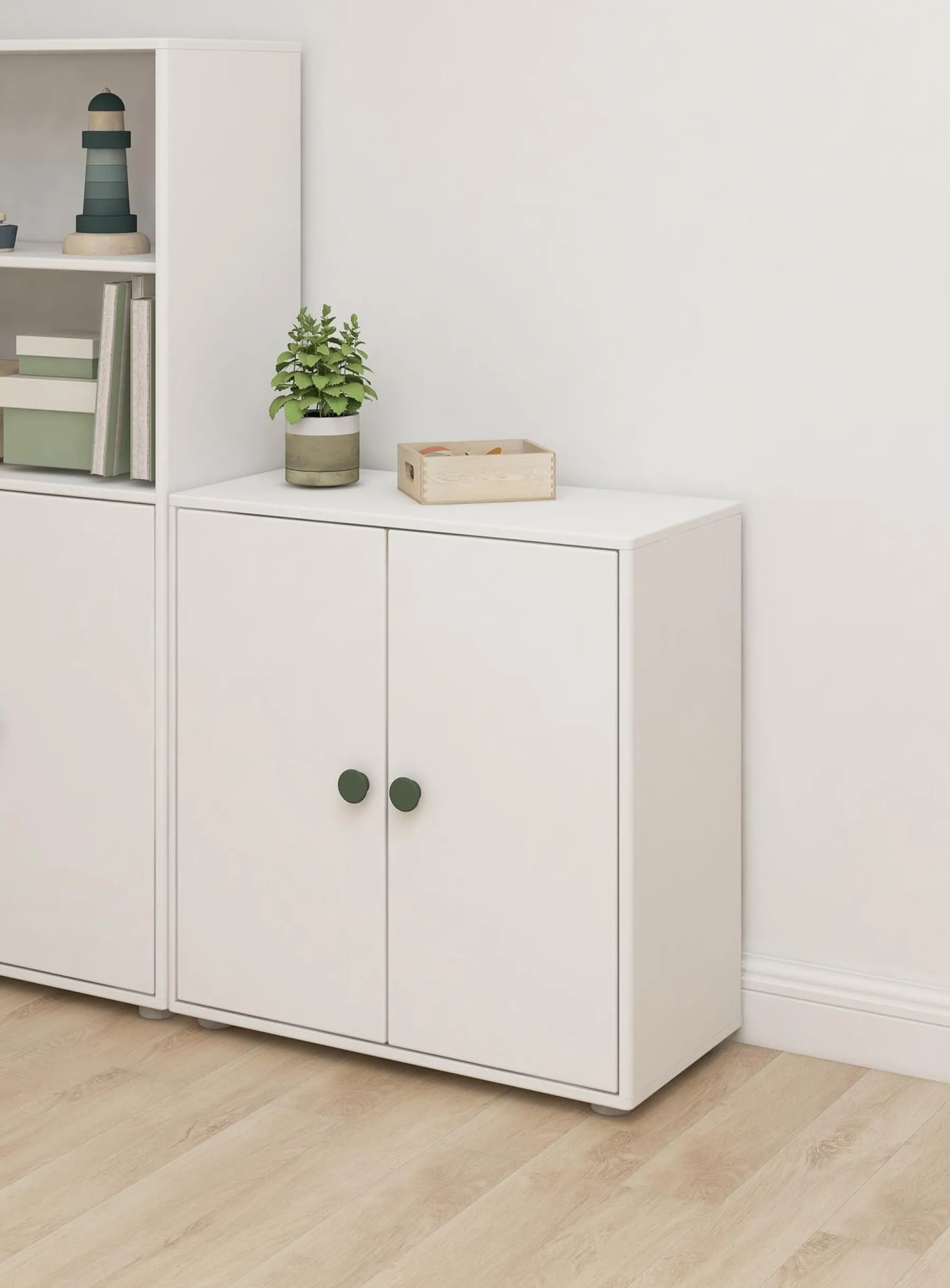 FLEXA Mini Bücherregal, 2 Türen White/deepgreen Online