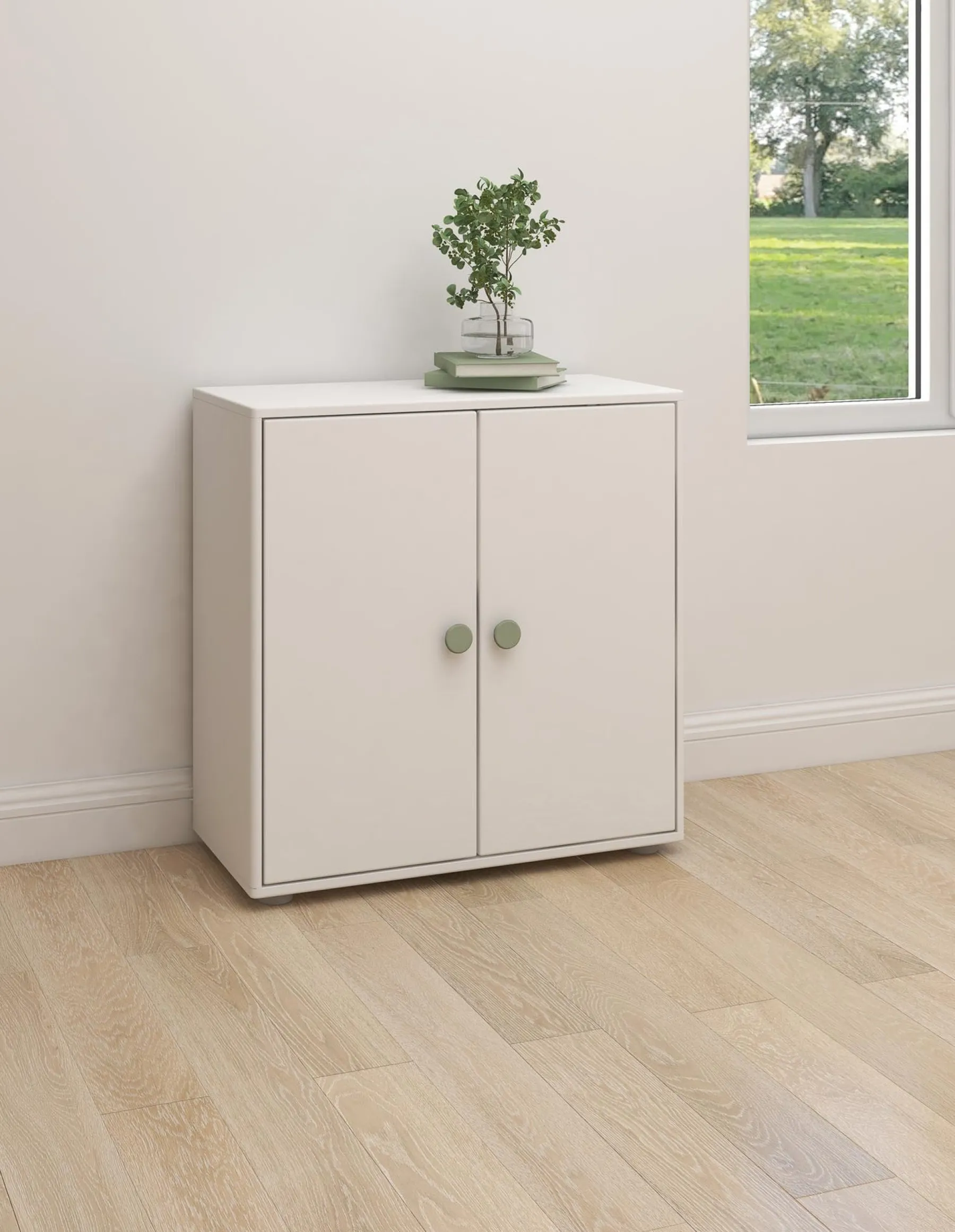 FLEXA Mini Bücherregal, 2 Türen White/naturalgreen Best