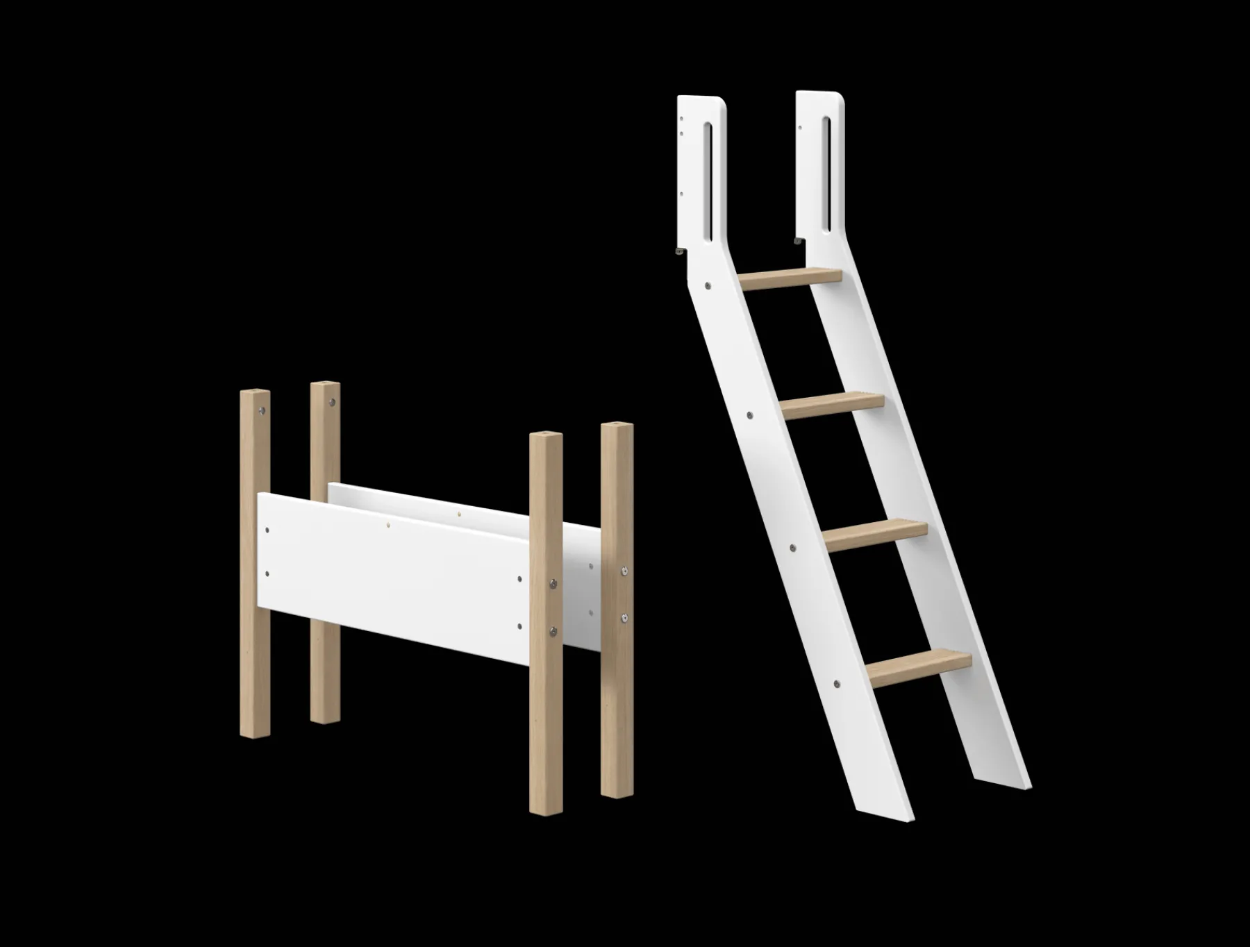 FLEXA Nor - Schrägleiter und Pfosten für mittelhohes Bett White/oak Best Sale